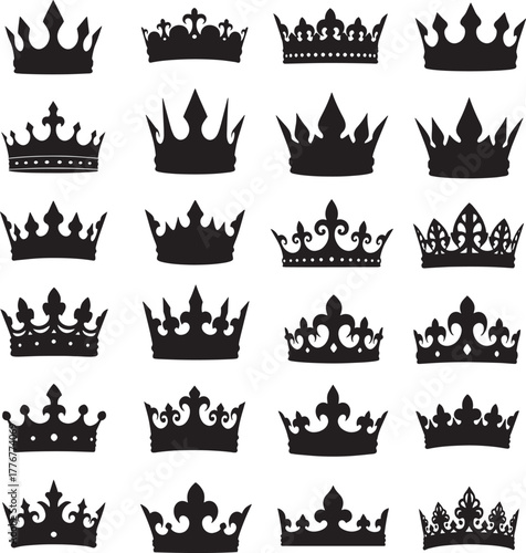 set of crowns vector illustration for queens and the kings