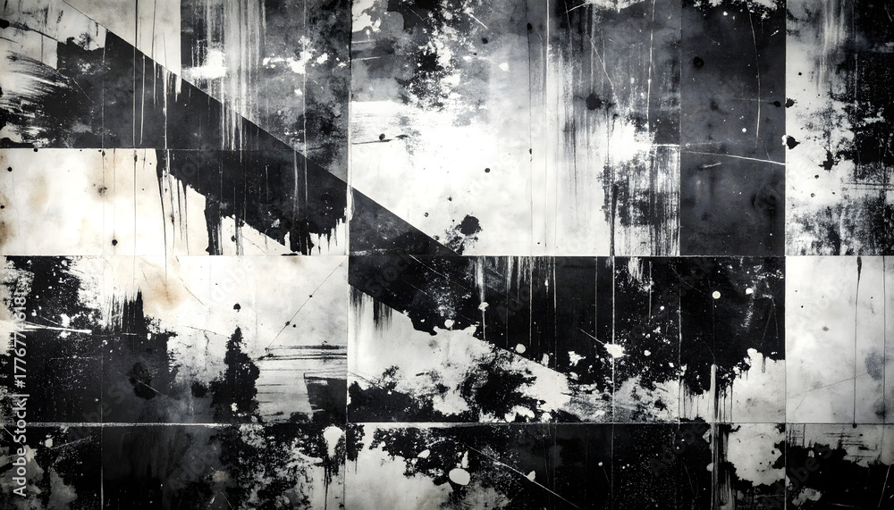 Obraz premium Abstract Expressionism in Black and White Textured Layers and Dynamic Compositions