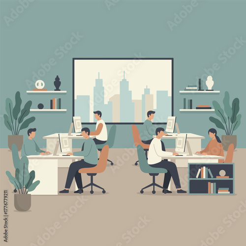 people working in office