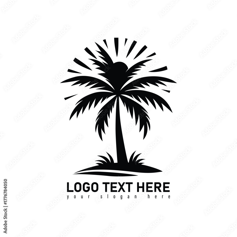 Obraz premium Palm Tree Silhouette Vector Logo Design