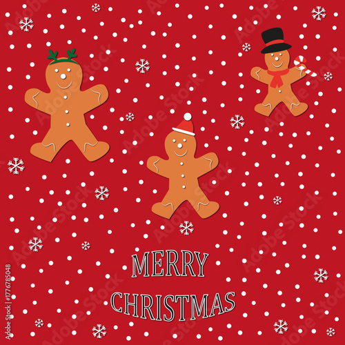 Felicitación navideña con muñecos de jengibre.