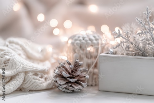 Cozy white Christmas background