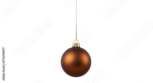 Bild auf Leinwand Elegant matte bronze Christmas ornament suspended on a delicate golden chain, perfect for festive holiday decorating and seasonal celebrations