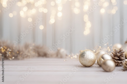 Golden christmas balls background