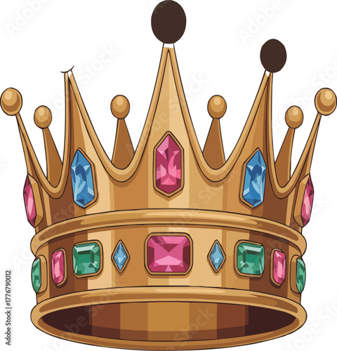  Royal Gold Crown Illustration – Jeweled Luxury Icon