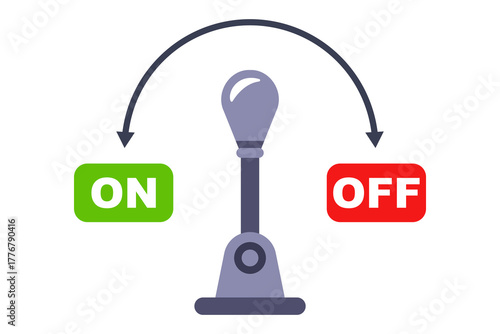 Lever to switch on or off. Flat illustration.
