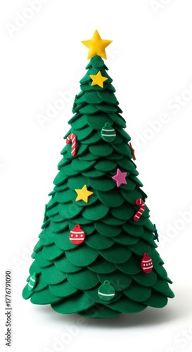 Felt Christmas Tree photo on a solid white background, holiday graphic, Craft