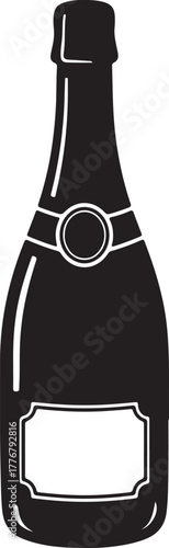 Elegant black silhouette of a classic champagne bottle for celebrations