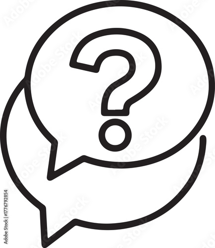 Minimalist black question mark inside speech bubble icon design for clear communication and inquiries