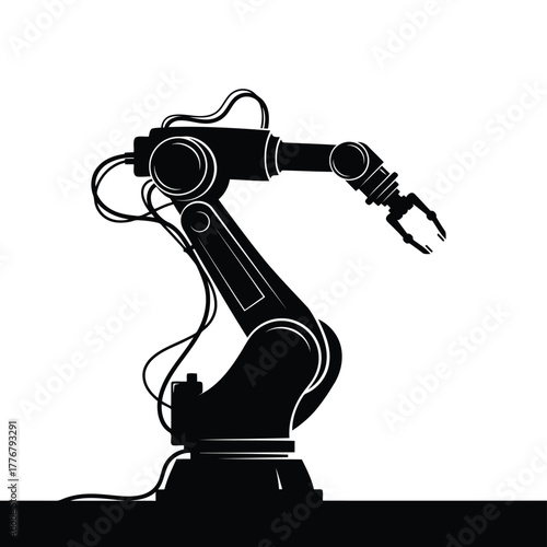 Vector illustration industrial robot arm for manufacturing process