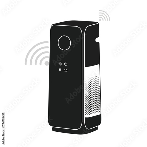 Vector illustration black and white illustration of an air purifier