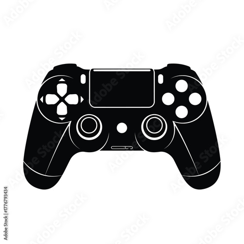 Vector illustration black silhouette of a modern gamepad