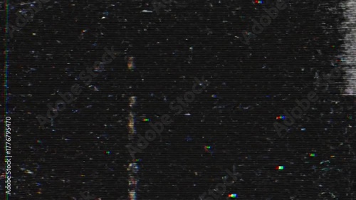 A static screen with horizontal lines and glitching effects creating a distorted appearance look 100