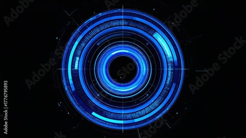 Sci-Fi Blue Holographic HUD Circle Animation, Futuristic UI Element Loop