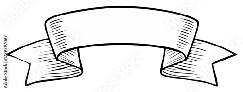 Vintage Banner Ribbon Swirl Design Sketch Style with Empty Space for Text