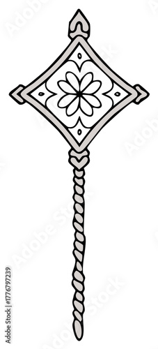 Ornate Floral Scepter with Intricate Twisted Handle for Royalty or Magic