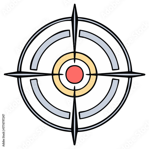 Modern target illustration with crosshairs and a red bullseye symbolizing goal achievement and accuracy