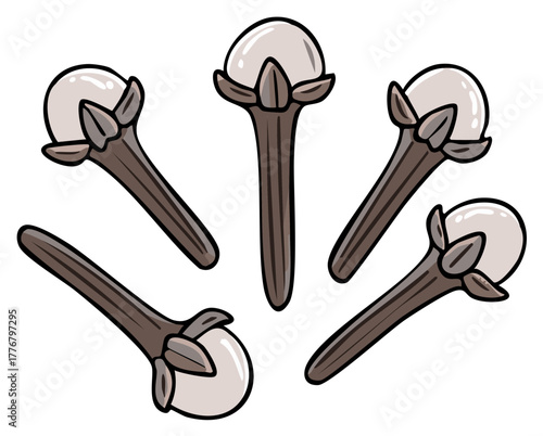 Hand Drawn Cloves Illustration, Cooking Spices Elements, Culinary Ingredient, Herbs and Seasoning