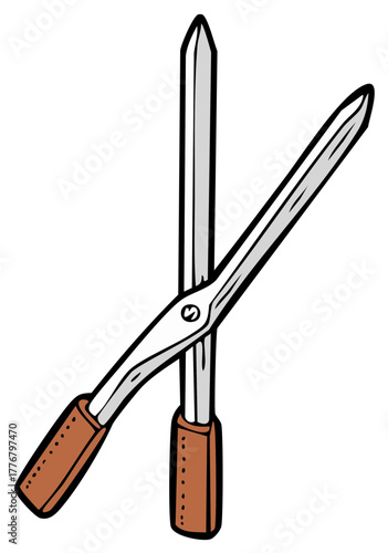 Cartoon style illustration of a pair of pliers used for cutting, crossed, tool