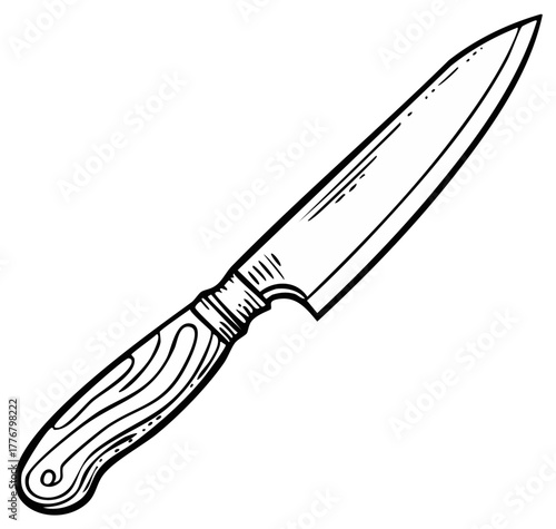 Knife Hand Drawn Illustration of a Kitchen Utensil
