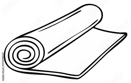 Rolled yoga mat cartoon illustration. Fitness concept.
