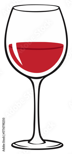 Red Wine Filled Glass Illustration for Celebration and Party