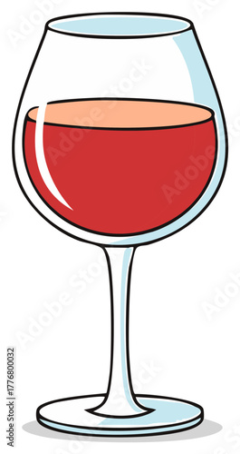 Cartoon illustration of a glass of red wine alcohol beverage icon isolated vector graphic