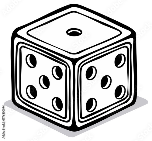 Single Dice Cube Showing One Five and Six Vector Illustration