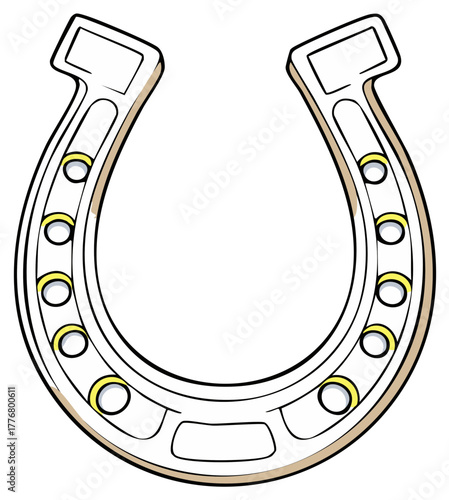 Iconic cartoon horseshoe vector drawing a timeless symbol of luck and western heritage