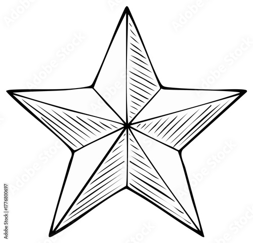 Hand-drawn five-pointed star with shading and outlines