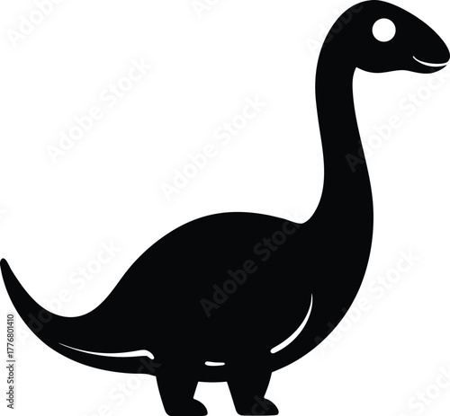 Smiling Cartoon Dinosaur Silhouette Icon