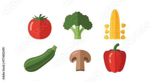 Colorful collection of fresh vegetables in modern flat design style