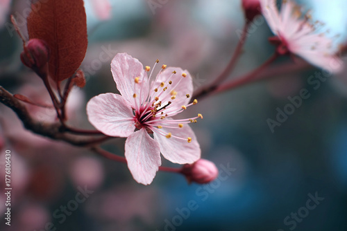 Close-up view of sakura flower generative AI