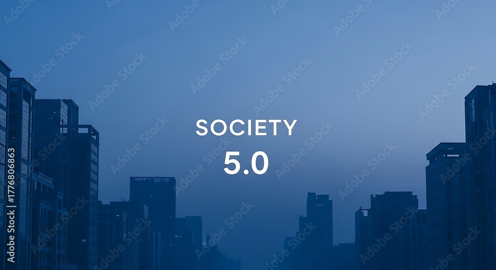 Naklejka premium Futuristic smart cityscape representing the digital transformation and evolution of modern industry and a super-smart society