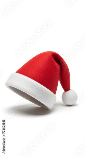 Felt Christmas Santa Hat photo on a solid white background, holiday graphic, Craft