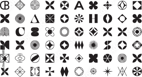 Esoteric Abstract Geometric Vector Logo Set. Minimalist Occult and Mystic Symbol Collection