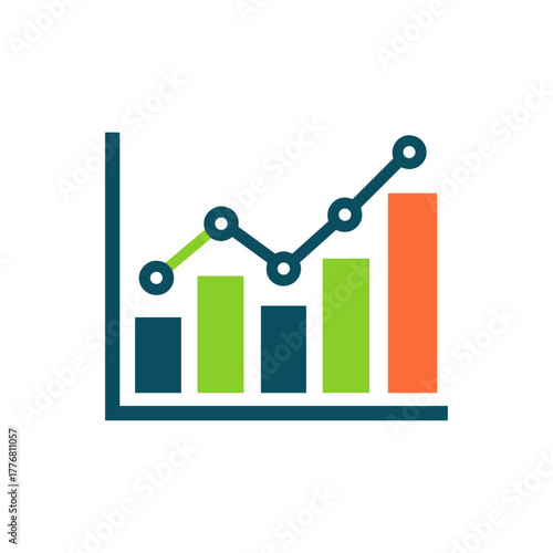 Line Graph, Statistics icon logo flat vector design