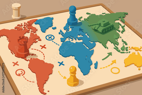Geopolitical Strategy Map – Global Power and Political Influence Concept