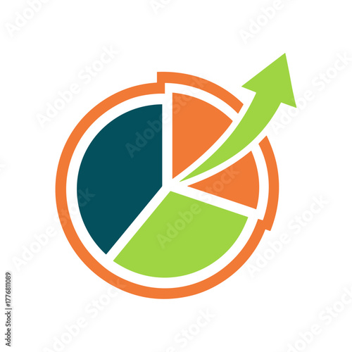Pie chart, Graph, Statistics icon logo flat vector design