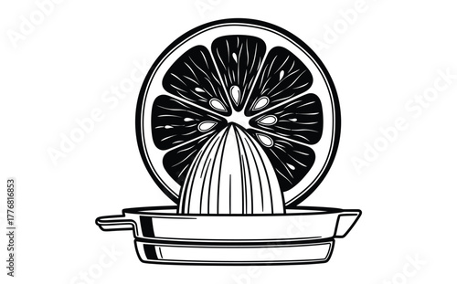 Fresh citrus fruit being juiced with a manual press for a healthy drink.