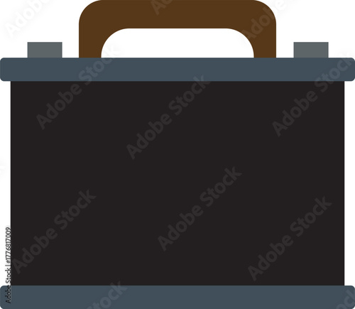 Car battery illustration with handle and terminals, power source