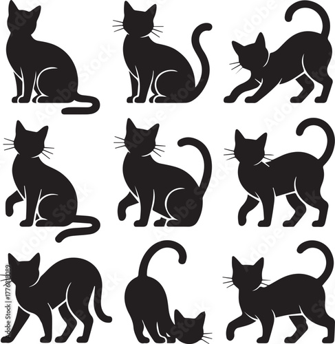 Cute Cat Silhouette Bundle Design