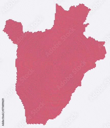 Burundi shape rings. Country map formed by stacked circles. Burundi boundary shape design. Beautiful vector illustration.