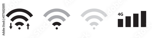 Free wifi zone icon set. Wireless connection icon. internet spot designation. Network wifi business concept. Radio waves signal