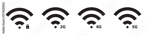 Free wifi zone icon set. Wireless connection icon. internet spot designation. Network wifi business concept. Radio waves signal