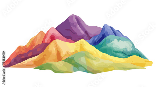 Rainbow Mountain - Vinicunca. Rainbow Mountain - Vinicunca hand drawn watercolor illustration
