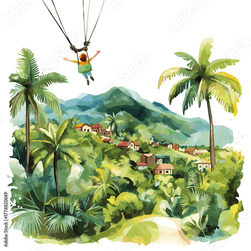 San Gil. San Gil hand drawn watercolor illustration