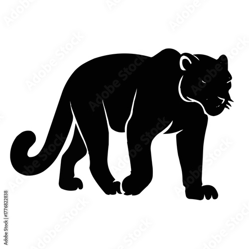 Sleek black panther prowling, a symbol of strength and stealth, perfect for branding, logos, and powerful designs in animal and nature themes