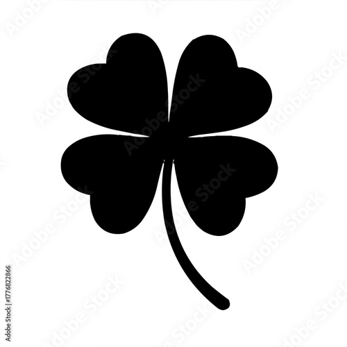 Bold four leaf clover silhouette symbolizing luck, fortune, and Irish heritage for St. Patrick's Day projects and designs, originally a scalable vector graphic