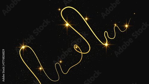 Gold glittering confetti wave and stardust